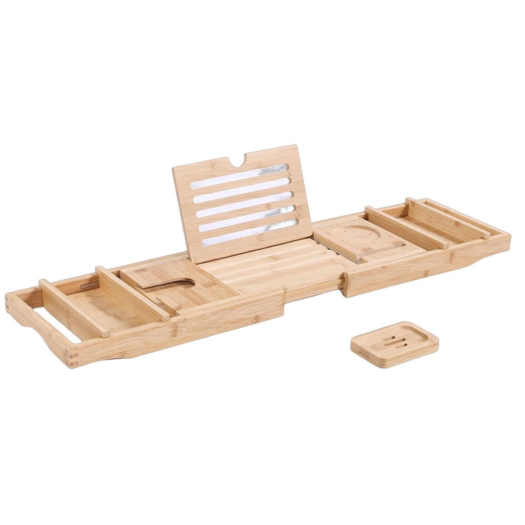 Bandeja para Banheira Dobrável Expansível Mesa de Banho Bandeja com Estante e Suporte para Taça de Vinho para Casa