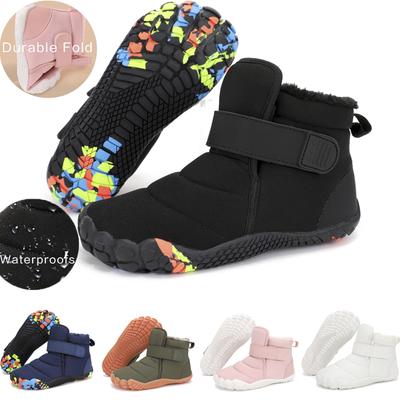 Enfants 2025 Nouvelles Bottes de Neige Pieds Nus à Large Bout Garçons Filles Hiver Minimalistes Imperméables Baskets Filles Garçons Antidérapantes Chaudes Bottes de Neige