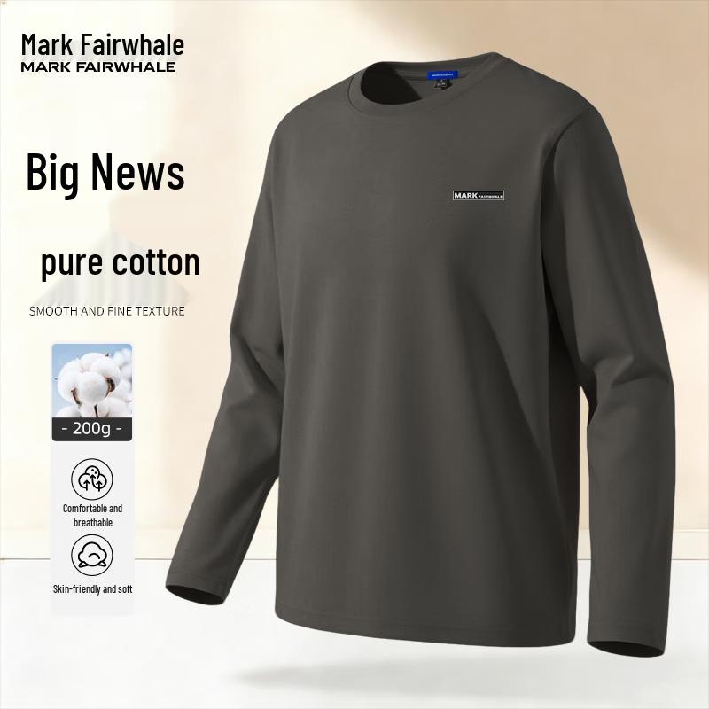 

MARK FAIRWHALE Men s Pure Cotton Long Sleeve Crewneck T-Shirt 4XL