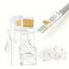 50PCS RJ45 Connectors Through EZ To Crimp Modular Plug for Solid Stranded Network Cable
