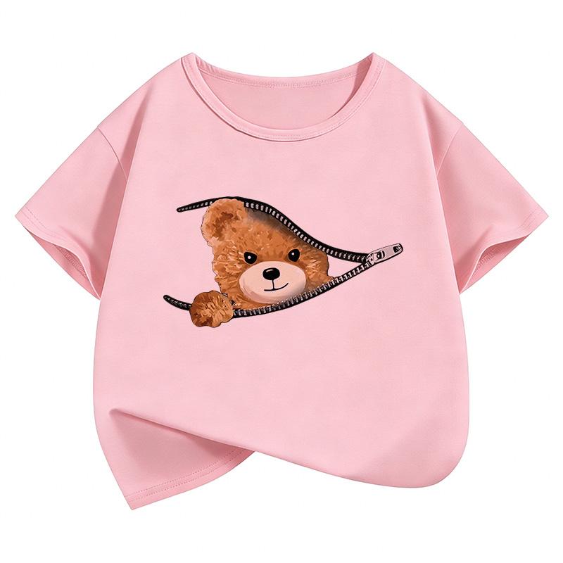 Short Sleeve Fashion Bear Funny Y2k T Shirts Manga Kids Childrens Tshirt Boys Girls Summer Spring Casual Top Tee Shirt