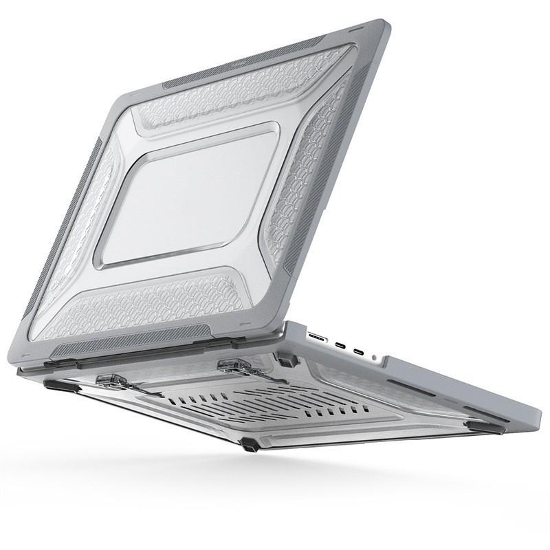 Custodia Sottile per PC Portatile con Supporto di Raffreddamento Integrato MacBook Air 13 Pro 14 16 M1 Max - Cover Posteriore Antiurto in Grigio