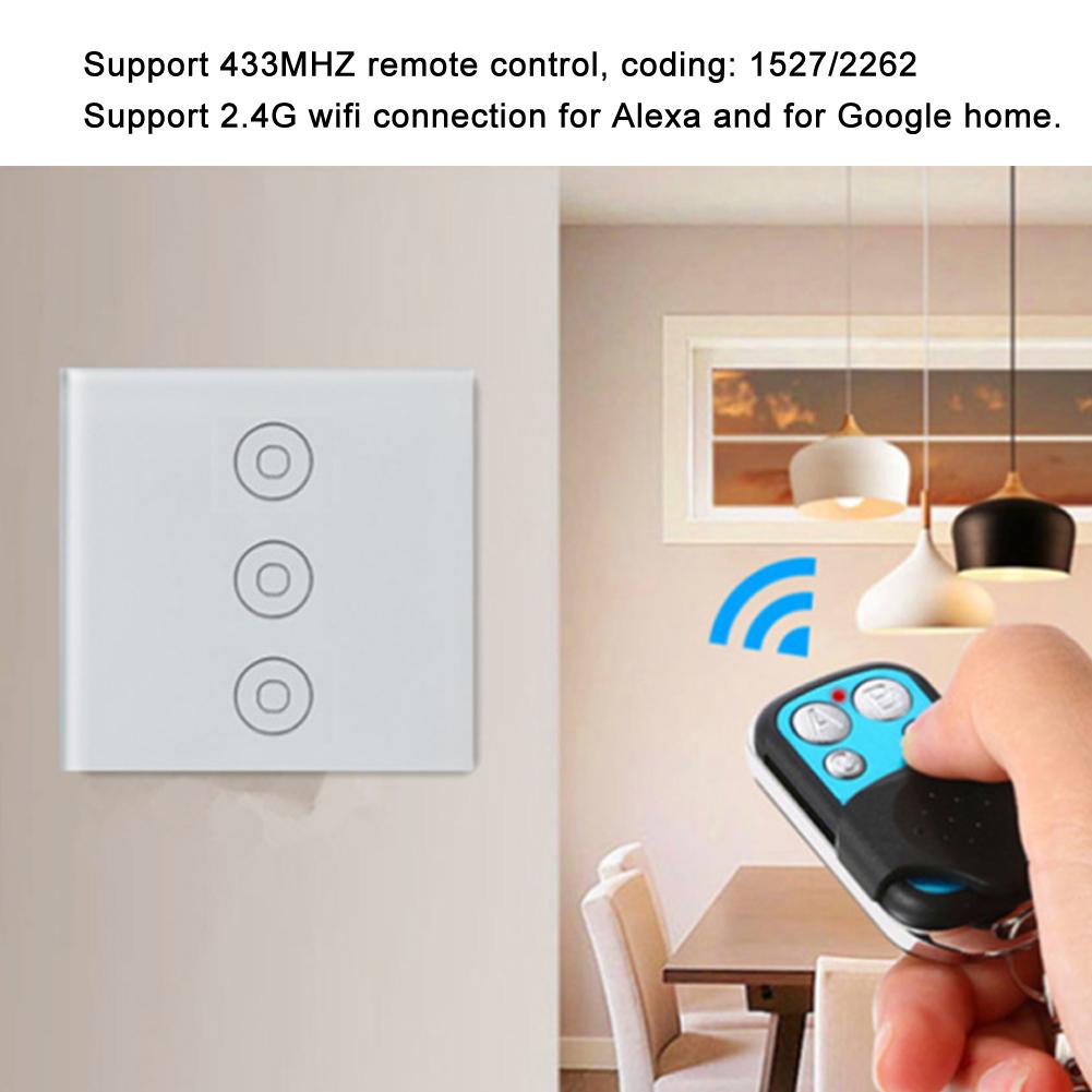 Intelligenter WiFi Wand-Touchschalter RF Sprachsteuerungs-Panel für Alexa Funktioniert mit Tuya 110-240V