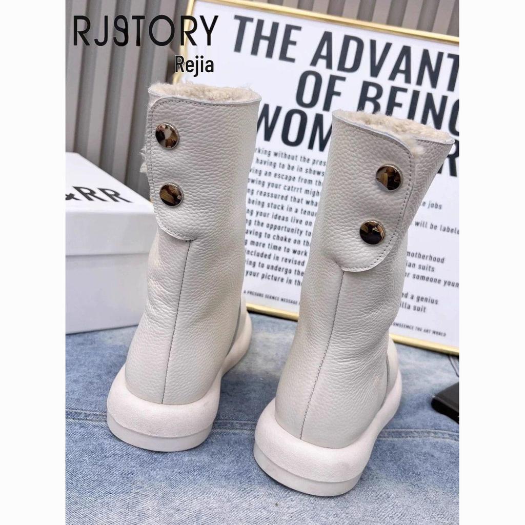 Rejia 2025 Winter Milk Tea Color Women's Martin Boots - Flat Bottom, Two-Wear, Thickened Snow Boots