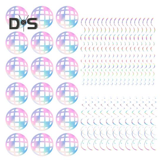 70s Disco Ball Hanging Swirls Retro Disco Party Cutouts Banner Streamers Ceiling Hanging Decorations for 1970s Birthday Party Supplies