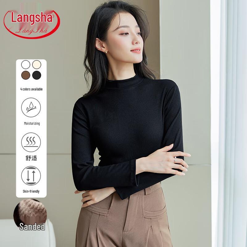 Women s Semi-High Collar Knit Base Layer Top One Size