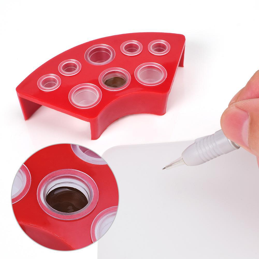 8-Hole Permanent Makeup Pigment Holder Fan-Shaped Mixing Cup Display Stand