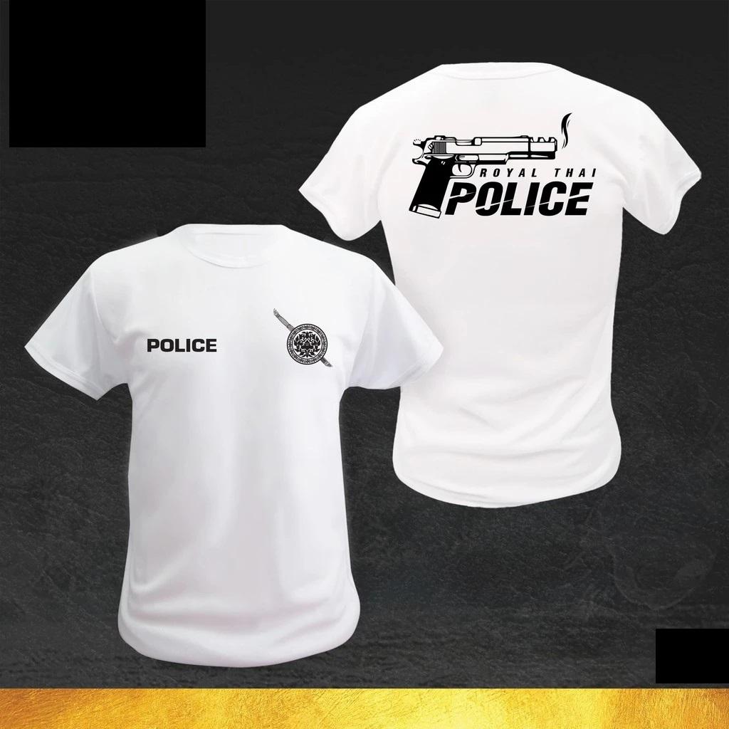 Tričko s logem thajské královské policie, thajské tílko s výstřihem do O, kulatým výstřihem a krátkým rukávem, potisk s pistolí, rychleschnoucí, národní uniforma pro muže a ženy, unisex