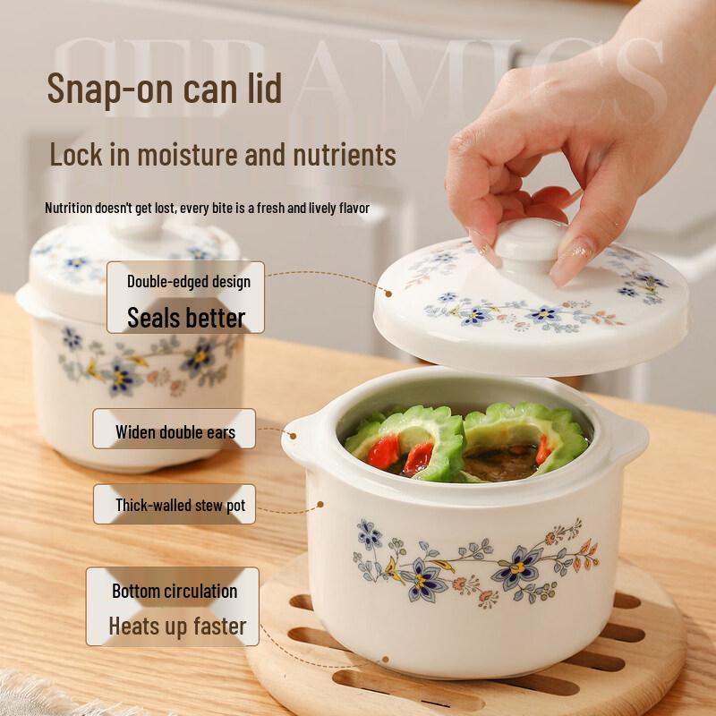 Food Grade Ceramic Double-Eared Stew Pot