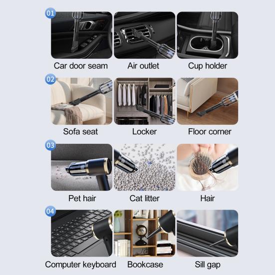 Handheld Vacuum Cleaner with 6000Pa Suction Cordless Car Home Dustbuster Blowing & Suction 2-in-1 Multi-Function Blower Device for Pet Hair Tight