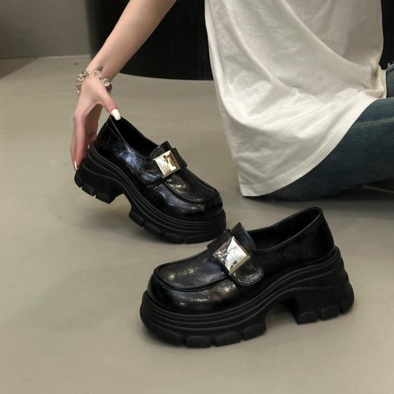 British Style Thick Heel Platform Mary Jane Shoes Velcro Small Leather Shoes JK Uniform Single Shoes 2025 Autumn New Women's Shoes