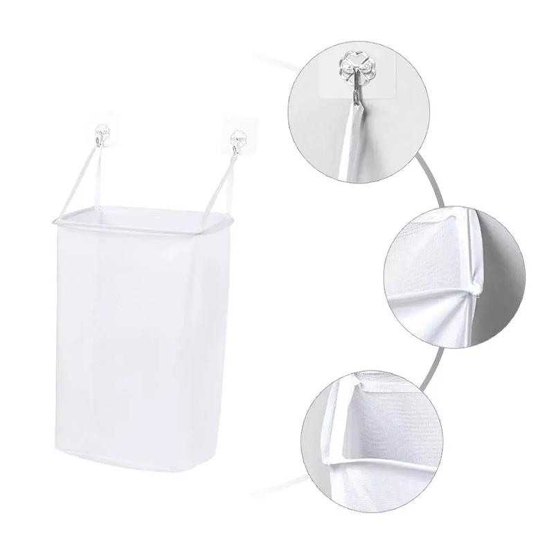 Hanging Net Bag Laundry Hamper Folding Household For Dirty Clothes Clothes Storage Basket Laundry Basket Wall Mounted
