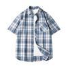 Trendy Men's Hong Kong Style Plaid Shirt - Casual Summer Short Sleeve