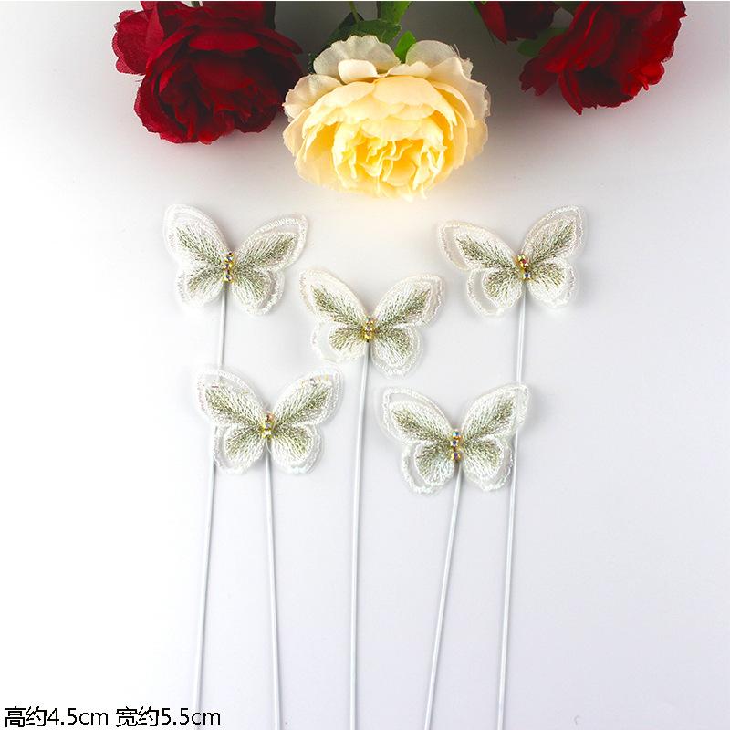 5Pcs Cloth Butterfly Creative Birthday Cake Decoration Dessert Table Decor Plug-In Scene Layout Diy Baking Accessories Supplies