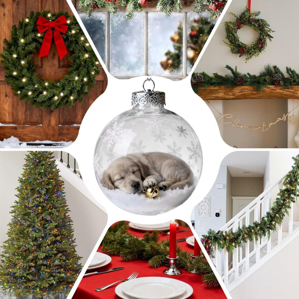 Christmas Ball Ornaments Shatterproof Transparent Decor Hangable Dog Balls For Shopping Mall Bedroom Window Store Home Holiday