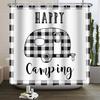 Camper Shower Curtain Happy Camper Trailer Car Rv Forest Mountain Tent Camping Bathroom Shower Curtain Waterproof Bath Curtain