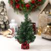 Miniature Christmas Tree Tabletop Decoration Realistic Pine Tree with Burlap Base Holiday Ornament Office Accessories