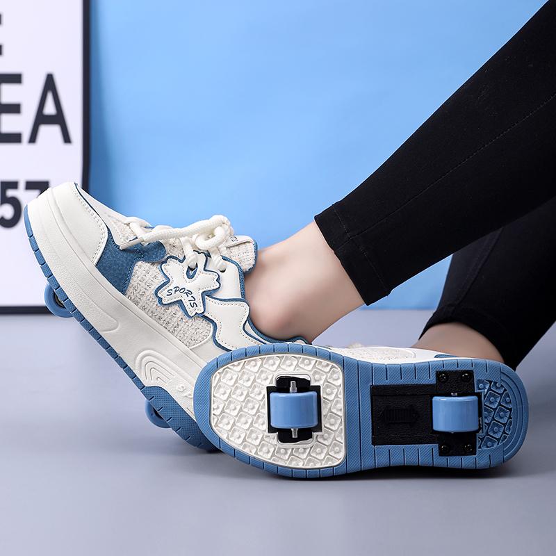 2-40 Zapatillas Deportivas para Niños/Niñas con Ruedas Rueda de Arrastre Botas Deportivas Patín de Ruedas Pueden Quitarse Zapatos de Patinaje para Estudiantes