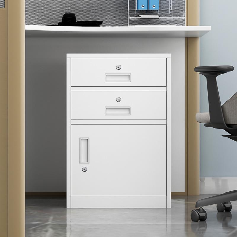 Mobile Under-Desk File Cabinet with Lock - Single Door, Sheet Metal, Small Office Tool Storage Drawer