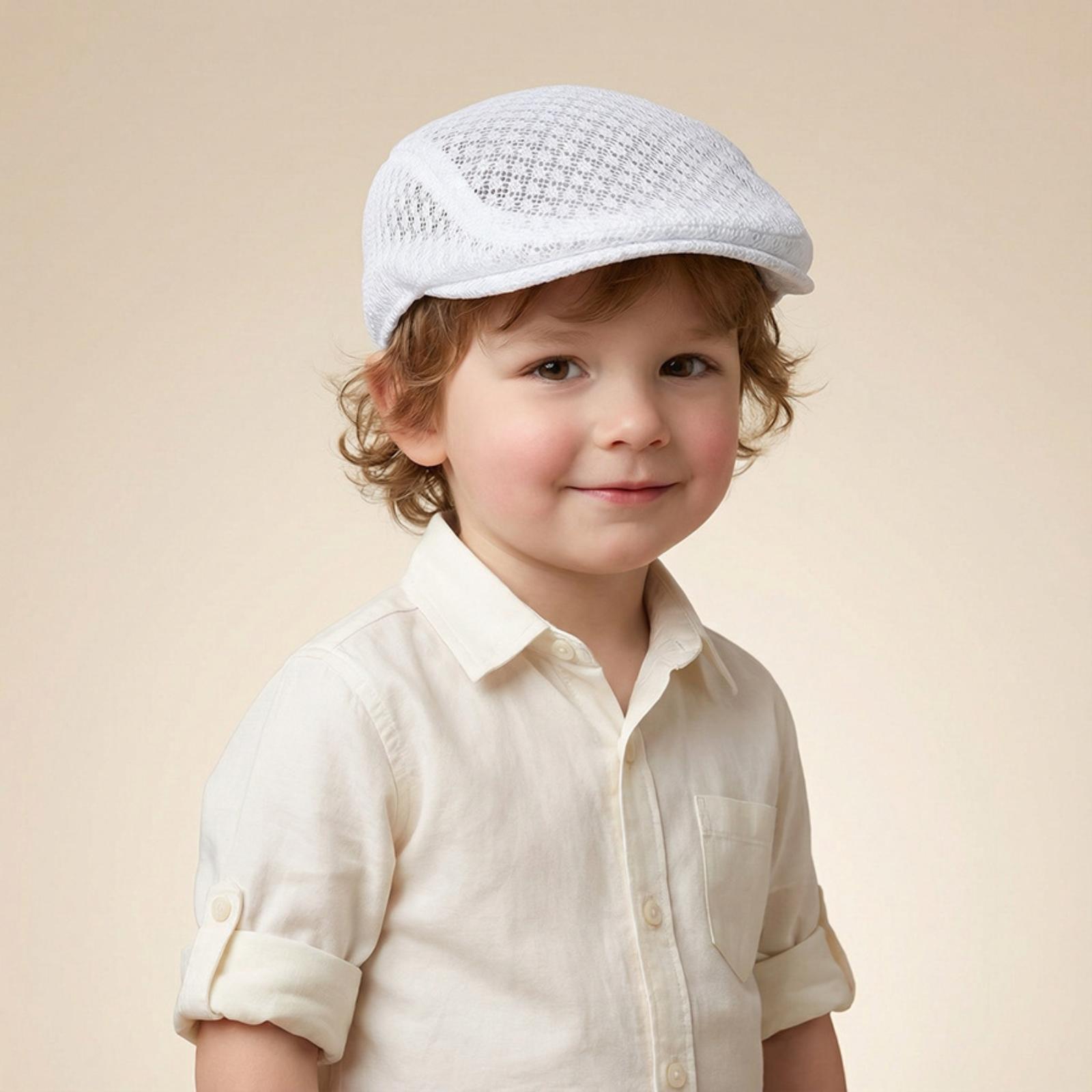 Kids Summer Mesh Beret Hat, Breathable Net for Girls Boys, Lightweight Hat one size