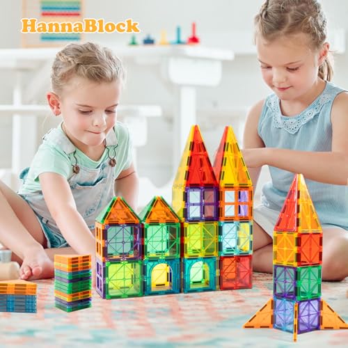 HannaBlock 80 Pcs Magnetic Blocks, Magnetic Toy for Children, Educational Toy, Magnetic Blocks, Magnetic Toy, Birthday Present, Christmas Gift, Gift