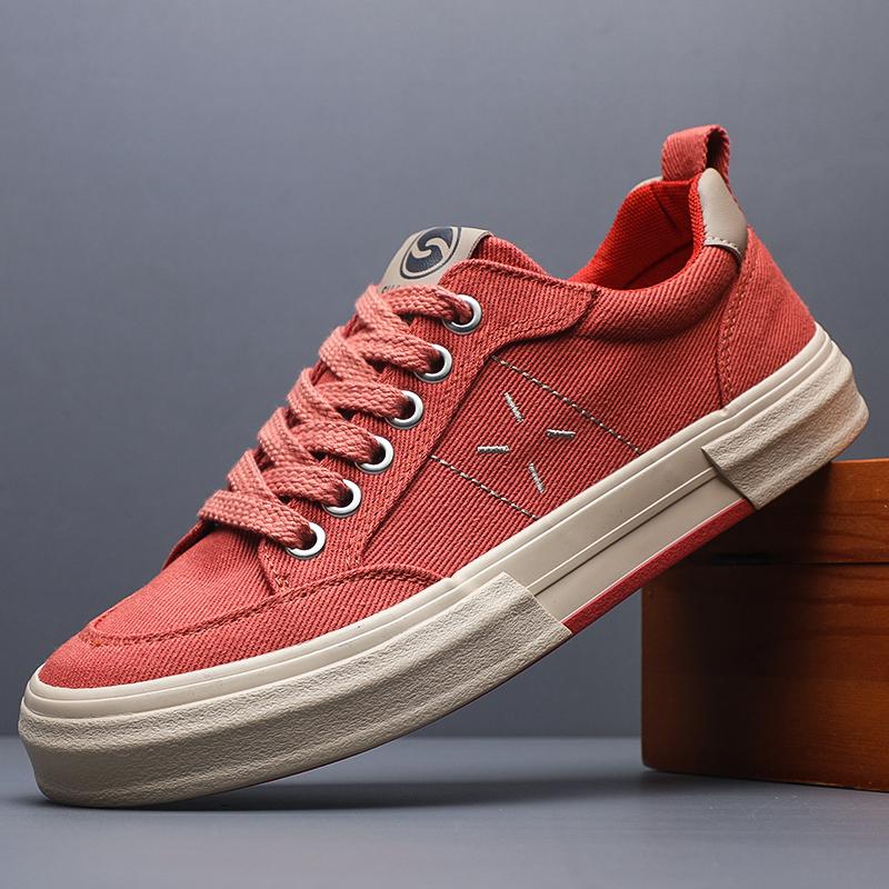 

Fashion 2025 Fashionable Versatile New Casual Lace Up Sports Men s Shoes Trendy Street Round Toe Sports Men s Canvas Board Shoes SS25843 38 красный