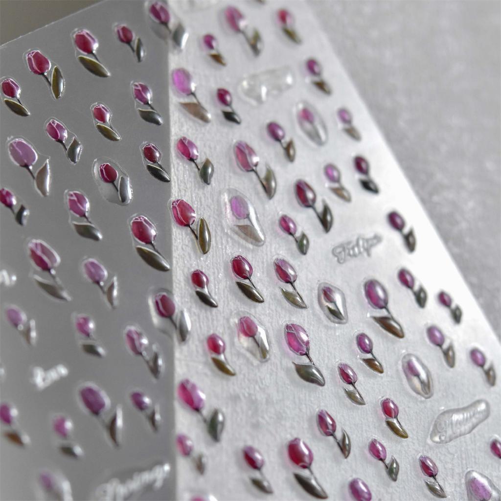 1pcs 5D Exquisite Purple Wisteria Flower Nail Art Stickers Flower Bow Nail Decoration Slider Decal Adhesive Transfer Part
