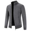 Neuer Samt-Pullover Cardigan Herren Stehkragen Herrenpullover Fleece Dick Warm Gestrickte Pulloverjacke Uni Reißverschlusstasche Cardigan