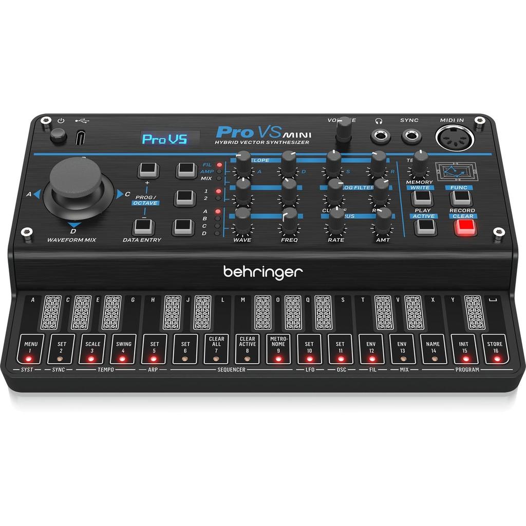 Behringer PRO-VS MINI Portable 4-Voice Hybrid Vector Synthesizer with 128 Waveforms Joystick and 16-Step Sequencer