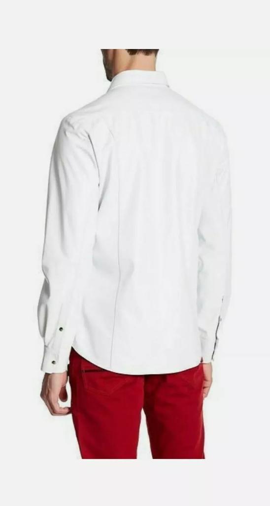 Formal Stylish Casual Men Shirt White Handmade Lambskin Leather