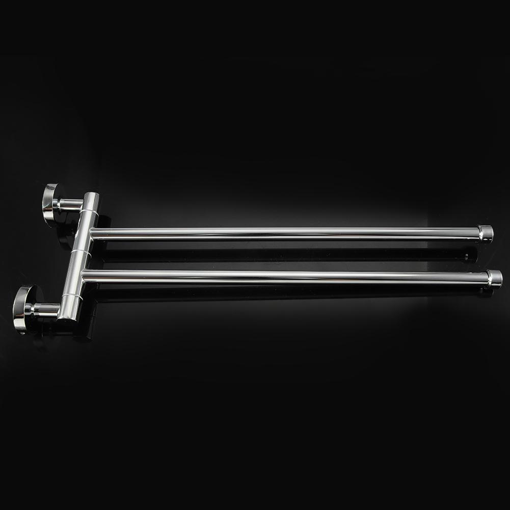 Bathroom Wall Mounted Towel Rack Swing Out Rotating Towel Hanger Shelf