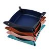 1 Pcs Creative Desk Storage PU Folding Imitation Leather Tray Sundries Key Snack Decoration Box Organizer Office School Supplies