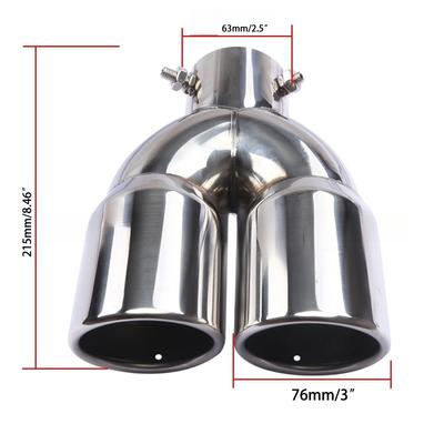 Adjustable Dual Outlet Straight Section Curved Section Stainless Steel Exhaust Tailpipe 63-76mm One Out of Two Car Modification
