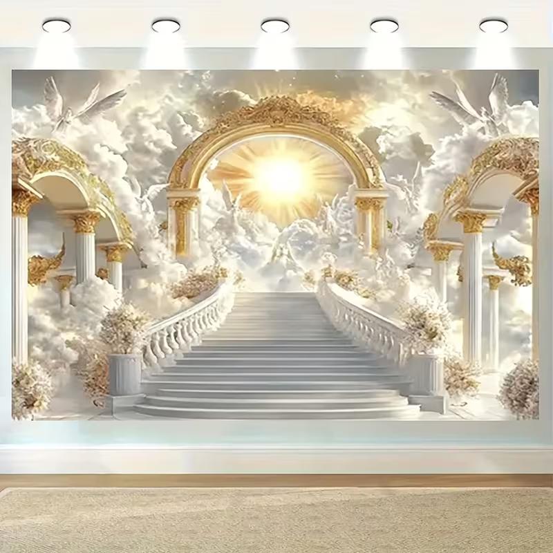 2D Angel Heaven Gate Backdrop Wedding Ceremony Photo Studio Background