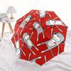 1pc Automatic Open/Close All-Season Portable Folding Umbrella with Cute Monkey Print - Red & White Design, 8-Rib Durable Frame
