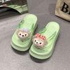 Thick Bottom Heightening Flip-flops Women Wear Korean Version of Cute Cartoon Shirley Mei Pinched Feet Beach Cool Slippers In Summer