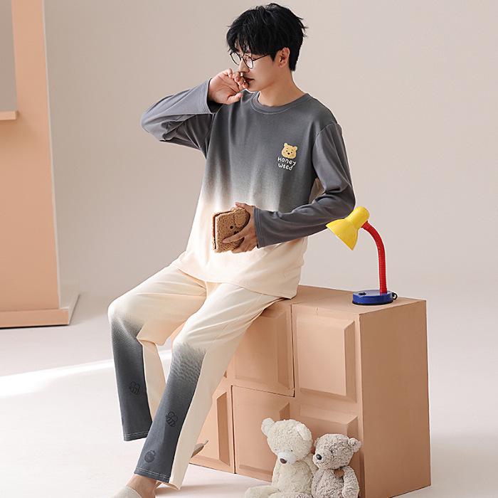 

Мультяжный хлопковый пижамный комплект для пар: Топы с длинным рукавом и брюки для весны/осени. XL