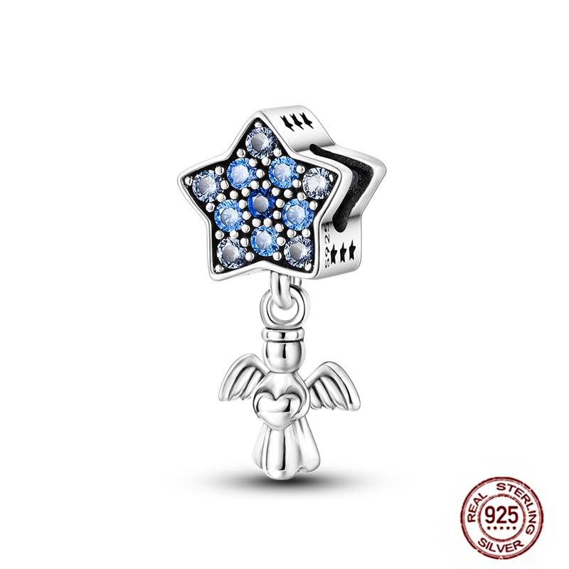 Round Clip Charms Plata Shining Moon Star Char Copper Spacer Clasp Fit Original Bracelet Glow Safety Chain Beads Diy Jewelry