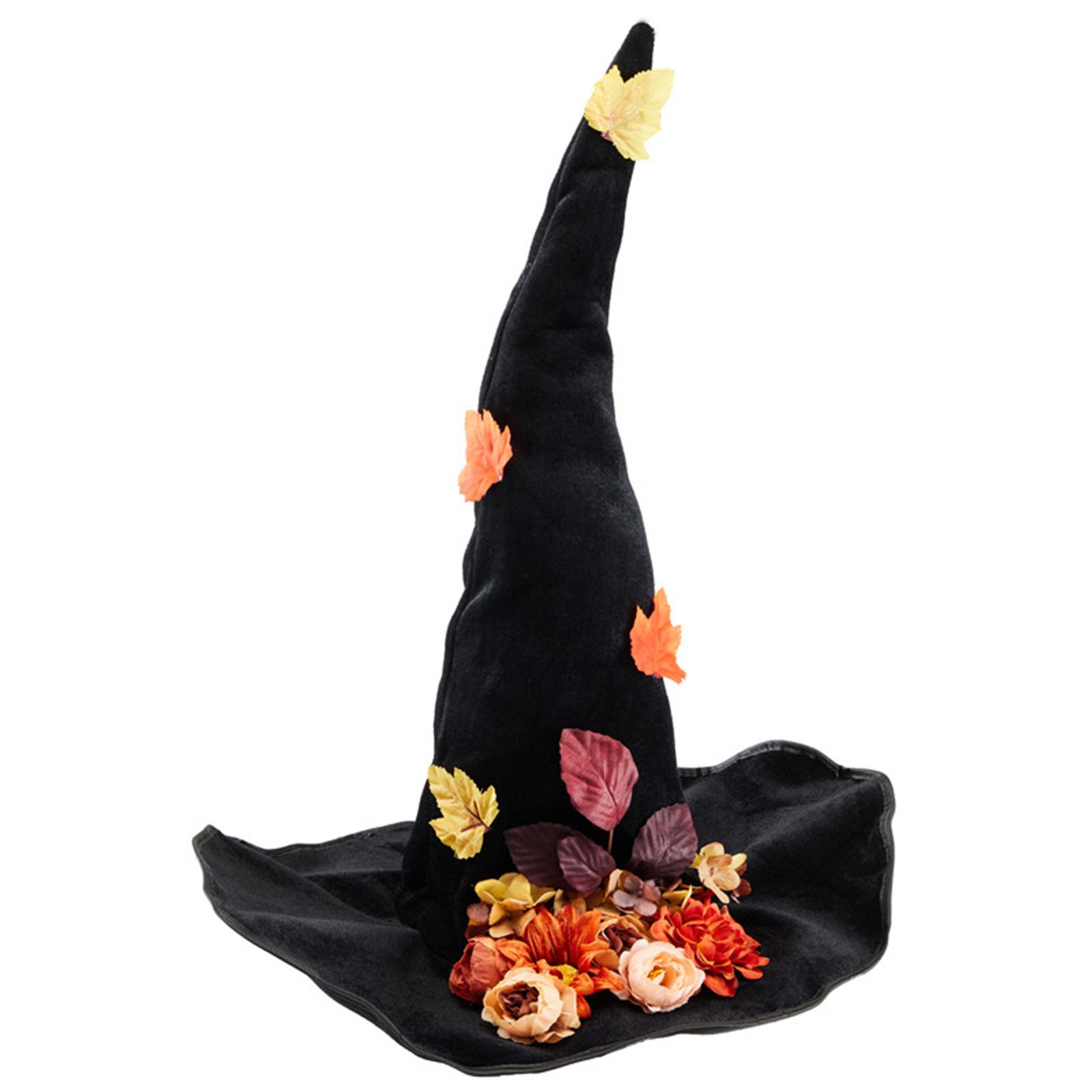 

Corduroy Witch Hat for Adult Wizard Hat Halloween Party Headwear Cloche Hat Holiday Headwear Role Playing Hat 1 чёрный