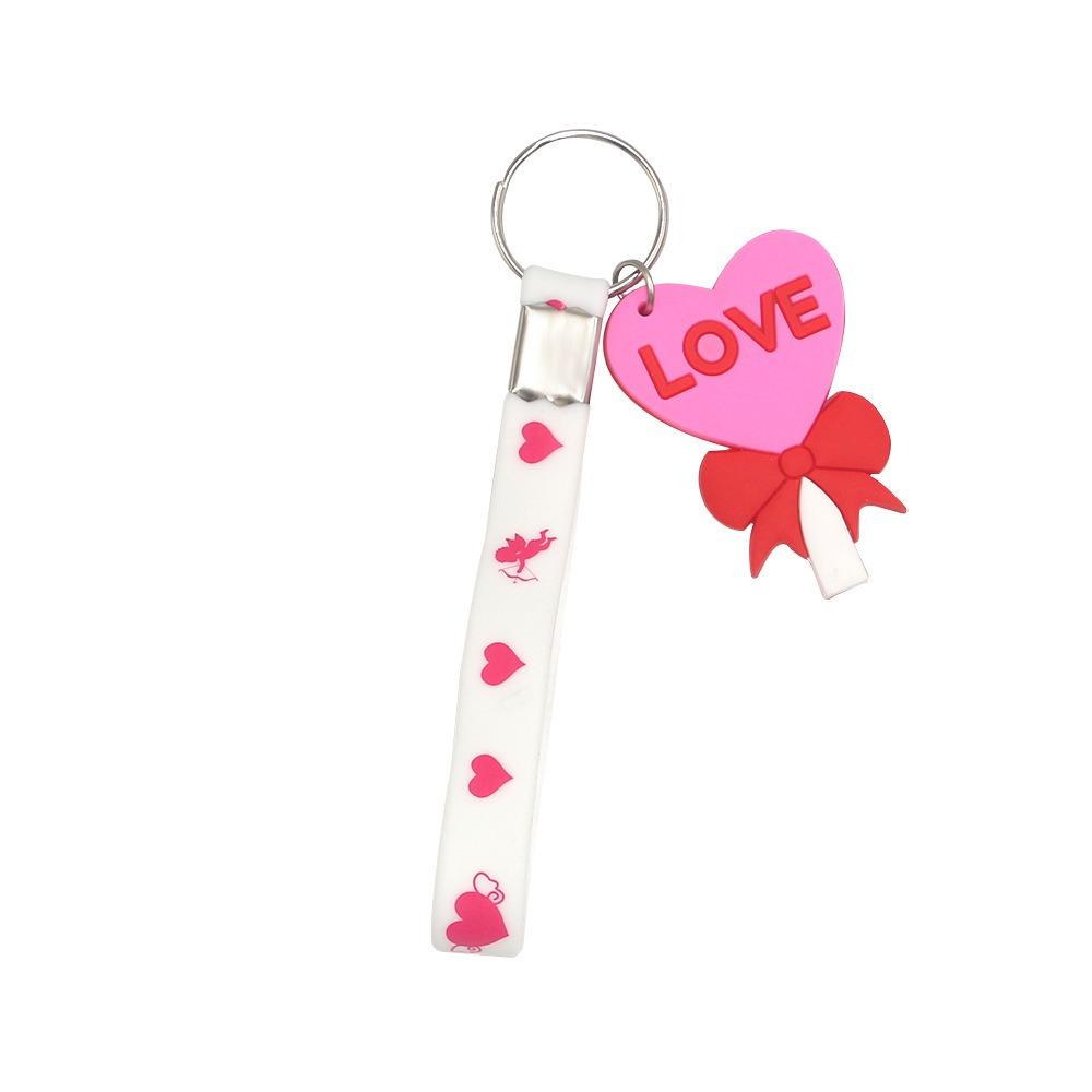 

Mini DIY Love Keychain Silicone Valentine Love Pendant Pink Valentine Key Chain Car Key Ring Style 6