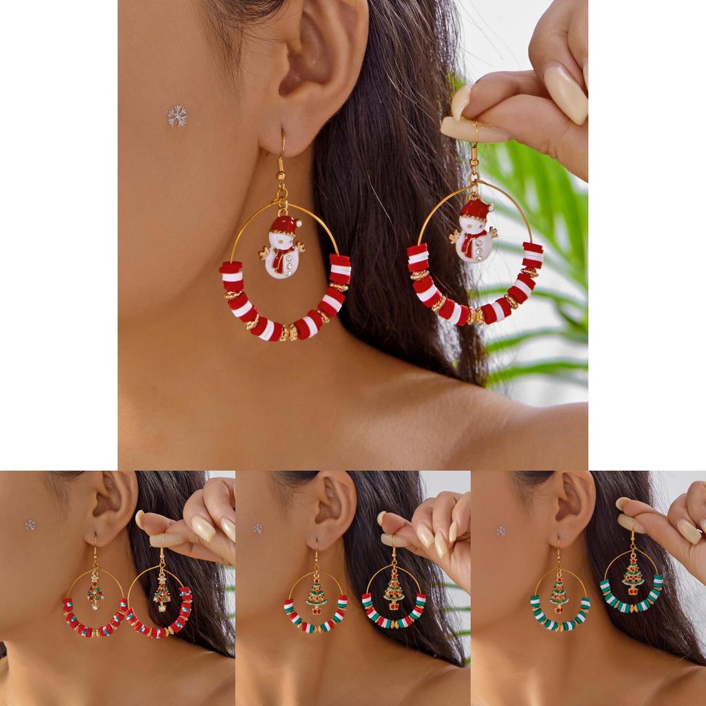 Christmas Tree Drop Earrings With Electroplated Finish Festive For Celebrations