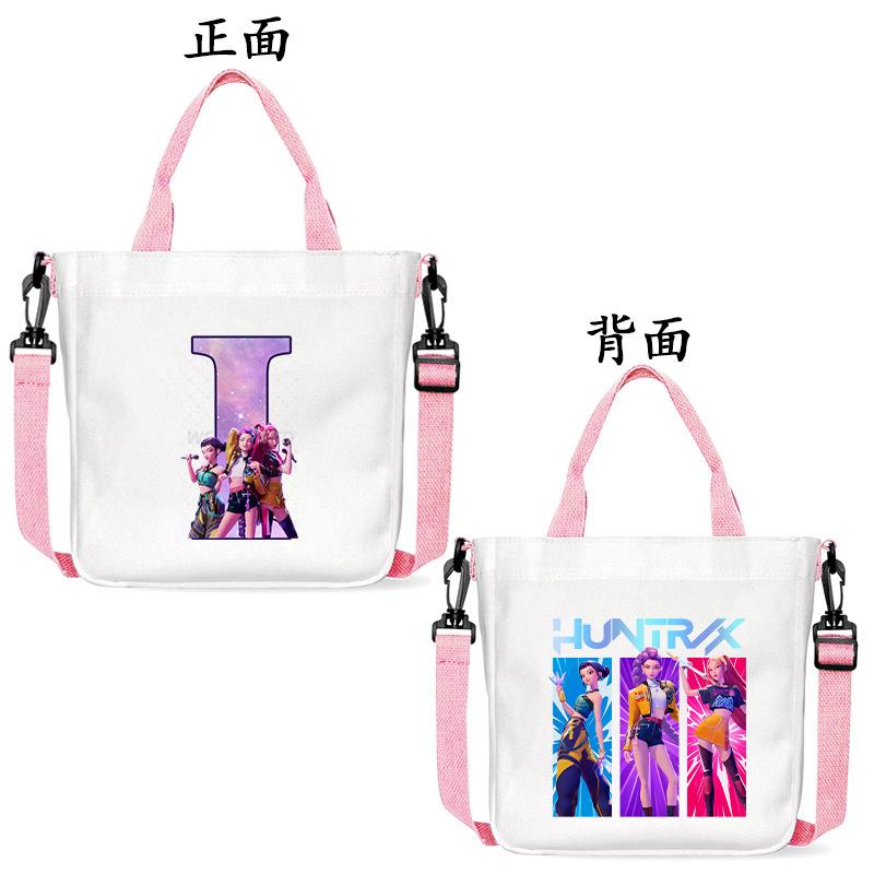 Anime Cartoon Letter Shoulder Bag Versatile Commuter Handbag Large Capacity Student Canvas Bag