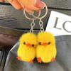 Mini Mink Fur Yellow Duck Car Keychain Pendant - Cute Plush Doll Toy Bag Charm