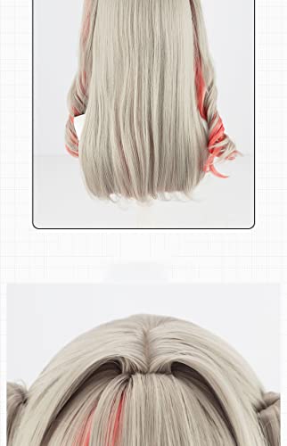 Makai no Ririmu Cosplay Wig with Net, Gray to Pink Gradient, Heat-Resistant
