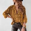 Spring and Summer New Style Printed Leopard Print Shirt Blazer V-Neck Buttoned Shirt for Women