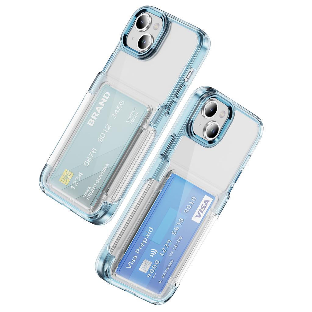 For iPhone 13/14 Case TPU + Acrylic Phone Cover with Card Holder Kickstand