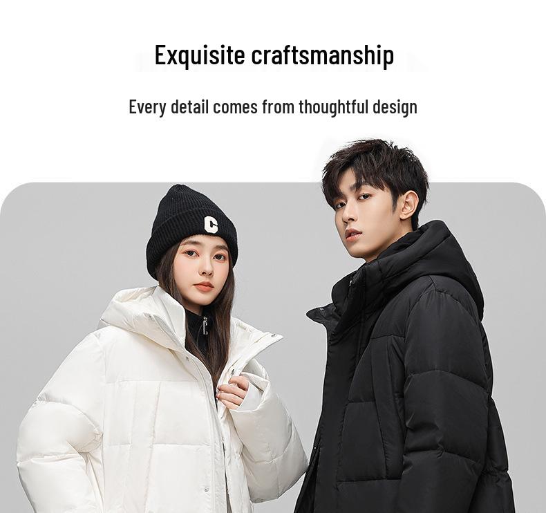 Unisex Trendy Long Over-the-Knee Winter Hooded Down Coat