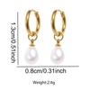 Simple Temperament Teardrop-shaped Imitation Pearl Pendant Stainless Steel Hoop Earrings for Women Daily Commuting Jewelry Gifts