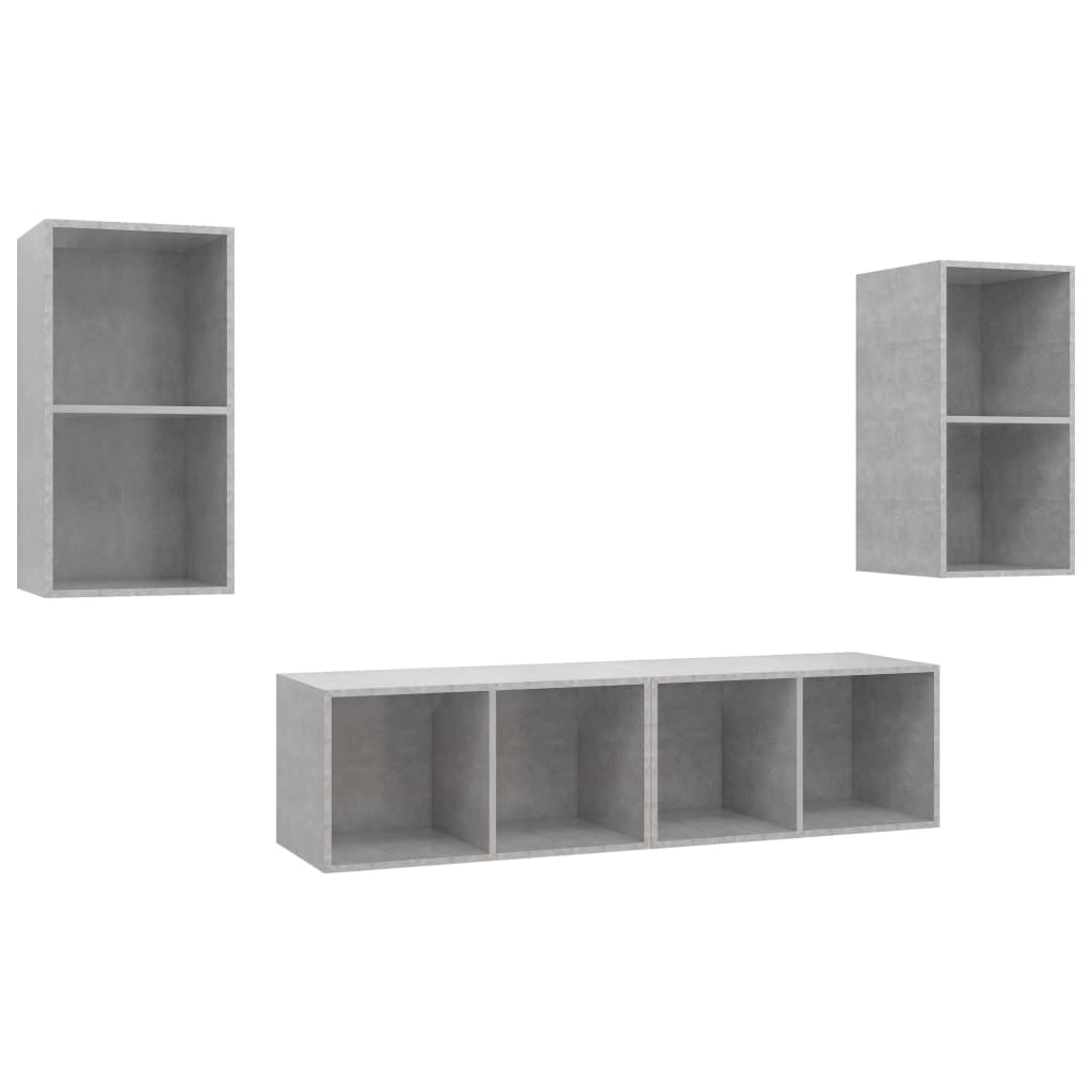 TV Wall Cabinets Set 4 Pieces Concrete Grey Particleboard