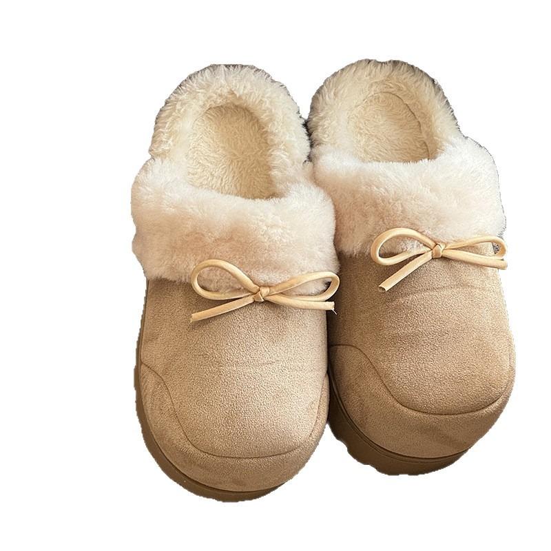 Height-increasing Plush Slippers Women's Autumn and Winter New Versatile Plush Thickened Indoor Home Can Wear Warm Cotton Slippers